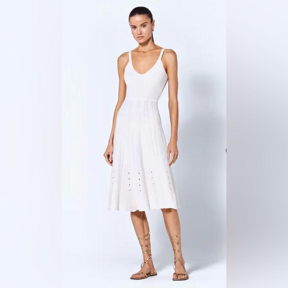 Alexis White Spaghetti Strap Sensi Sundress Midi SMALL